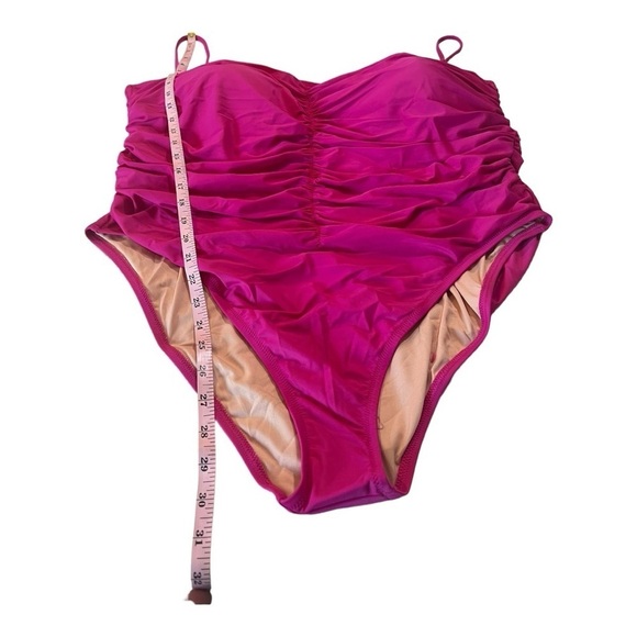 J. CREW Ruched Sweetheart One Piece Swimsuit Radiant Fuchsia Pink 24 /3X NEW - Picture 3 of 16